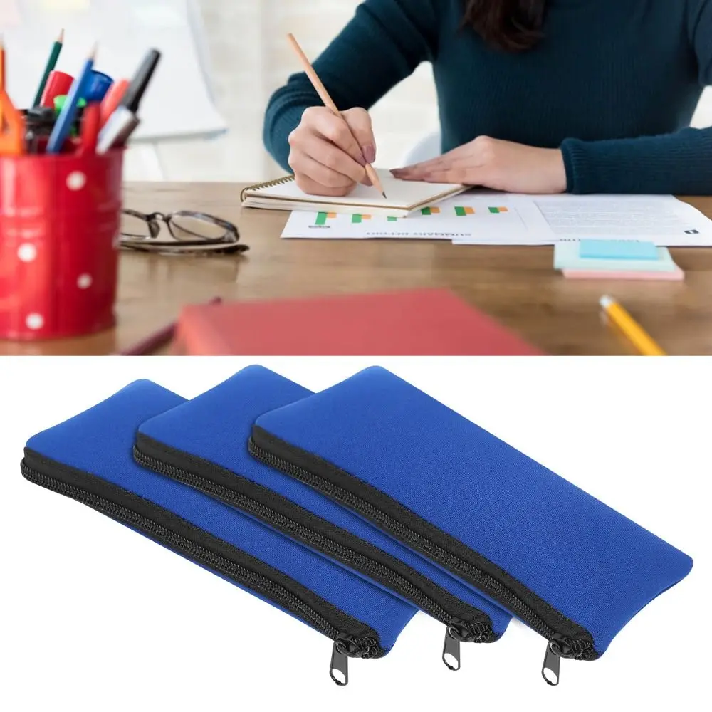 

3Pcs Durable Neoprene Pencil Case Portable Waterproof Pen Storage Bag Multifunction Small Tools Storage Bag Travel Accessories