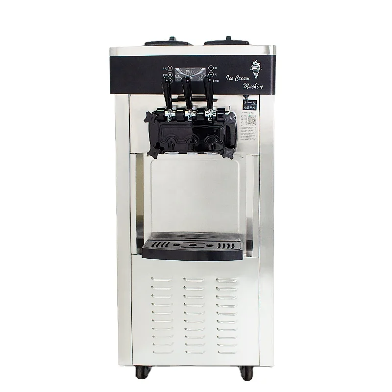 &A*Commercial Stainless Steel 20-28L/h 3 Flavor Soft Ice Cream Maker Machine for Milk Tea Shop Cafeteria