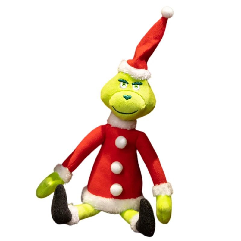 36cm Special Green Anime Christmas Monster Plush Slim Red Clothes Funny Doll Festival Gifts