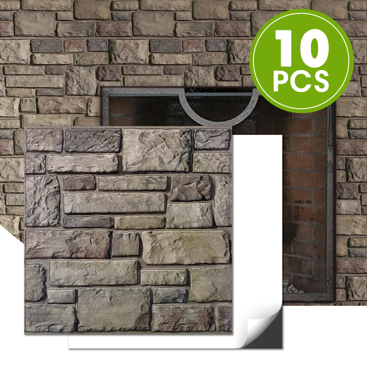 

Commomy 10 Pcs 3D Faux Stone Adhesive Wall Panels, Tile Stickers Waterproof, Wall Stickers for Living Room, Bedroom