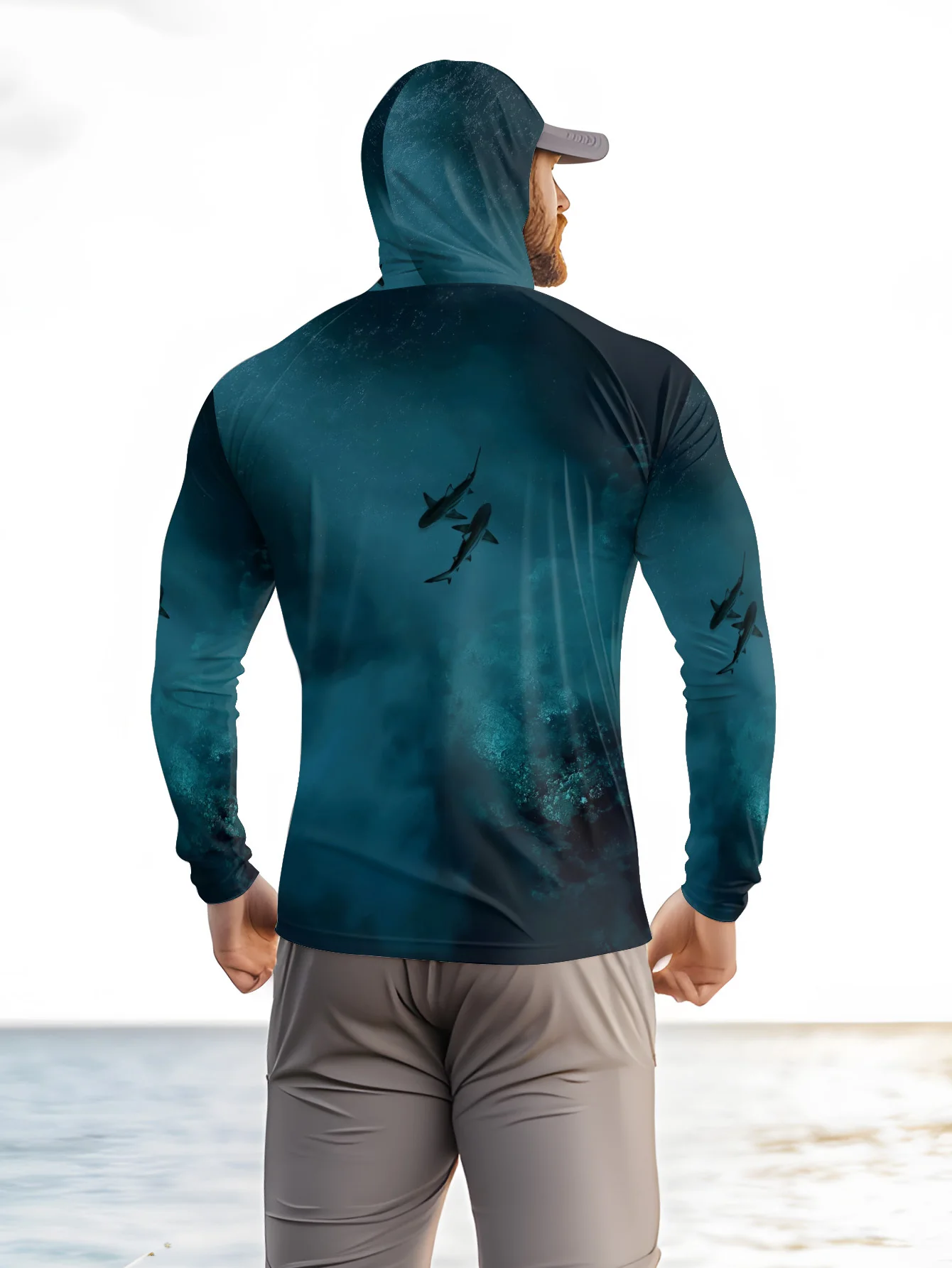 2026 Summer New Style Men's Long-Sleeved Shirt with 3D Small Fish Pattern Print for Sporty and Casual Wear Comfortable and Soft - view 3