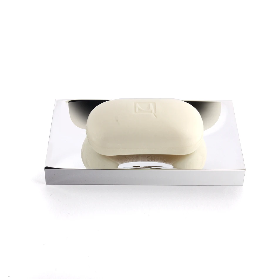 ‌Aluminum Mirror Square Soap Dish, Premium Bathroom Storage with Drainage, Modern Vanity Organizer for Space Saving