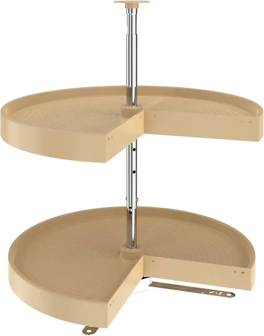 

28" Dual Tier Pie-Cut Lazy Susan Organizer for Base Corner Kitchen Cabinets, Two Plastic Home Storage Shelves, LD-2942-28-15-1