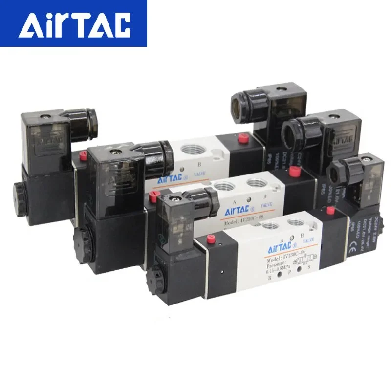 

AirTAC 4V130C-06 4V230C-08 4V330C-10 Solenoid Valve Air Valve Three Position Five Way Reversing Valve 12V 24V 110V 220V