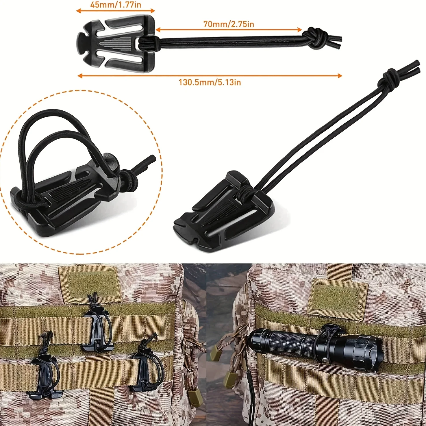 10Pcs Molle Backpack Buckle Carabiner Clips Outdoor Camping Bag Hooks Clamp EDC Carabiner Molle Tactical Backpack Accessories