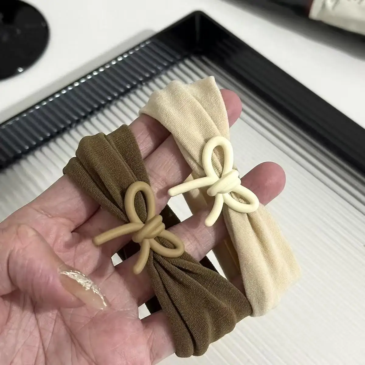 

5pcs/ Light Luxury Bow Head Rope Hair Loop women's High Elastic Hair Rope Rubber Band Soft Headdress Hair Decoration Head Rope