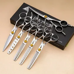 Pipe professional hairdressing scissors thinning shears 6 inch barber scissors VG10 steel Hair cutting machine