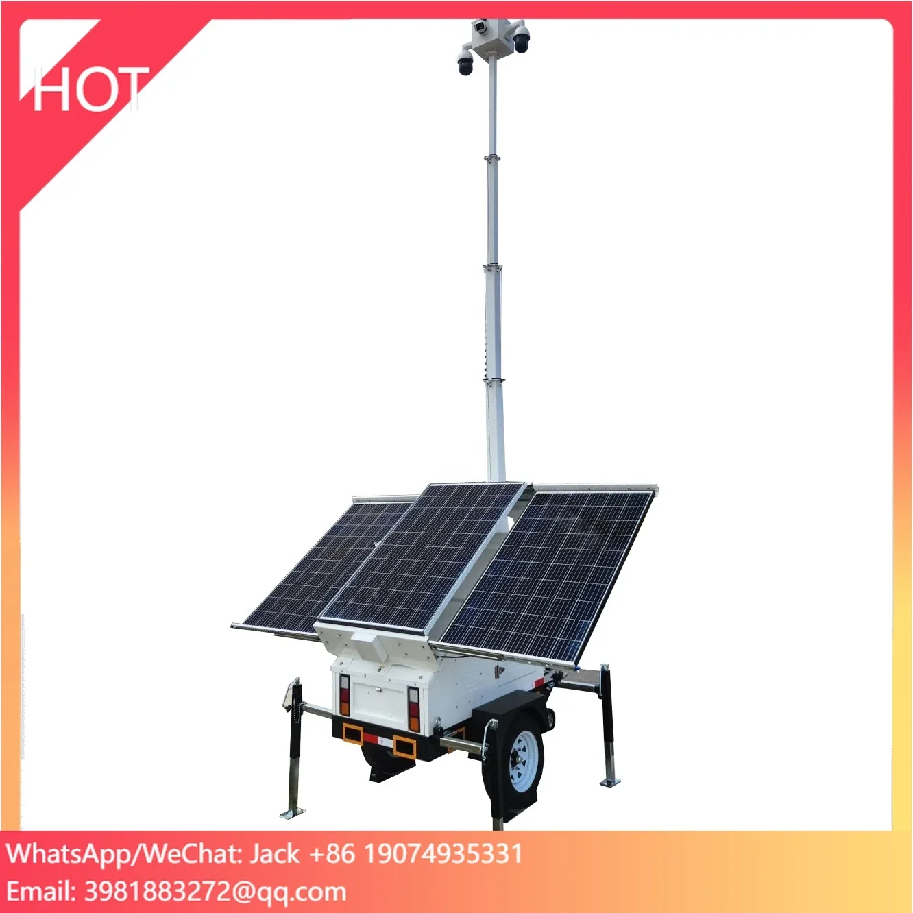 Mobile Security Trailer With 6m Telescopic Mast For Large Scale Exhibition Monitoring