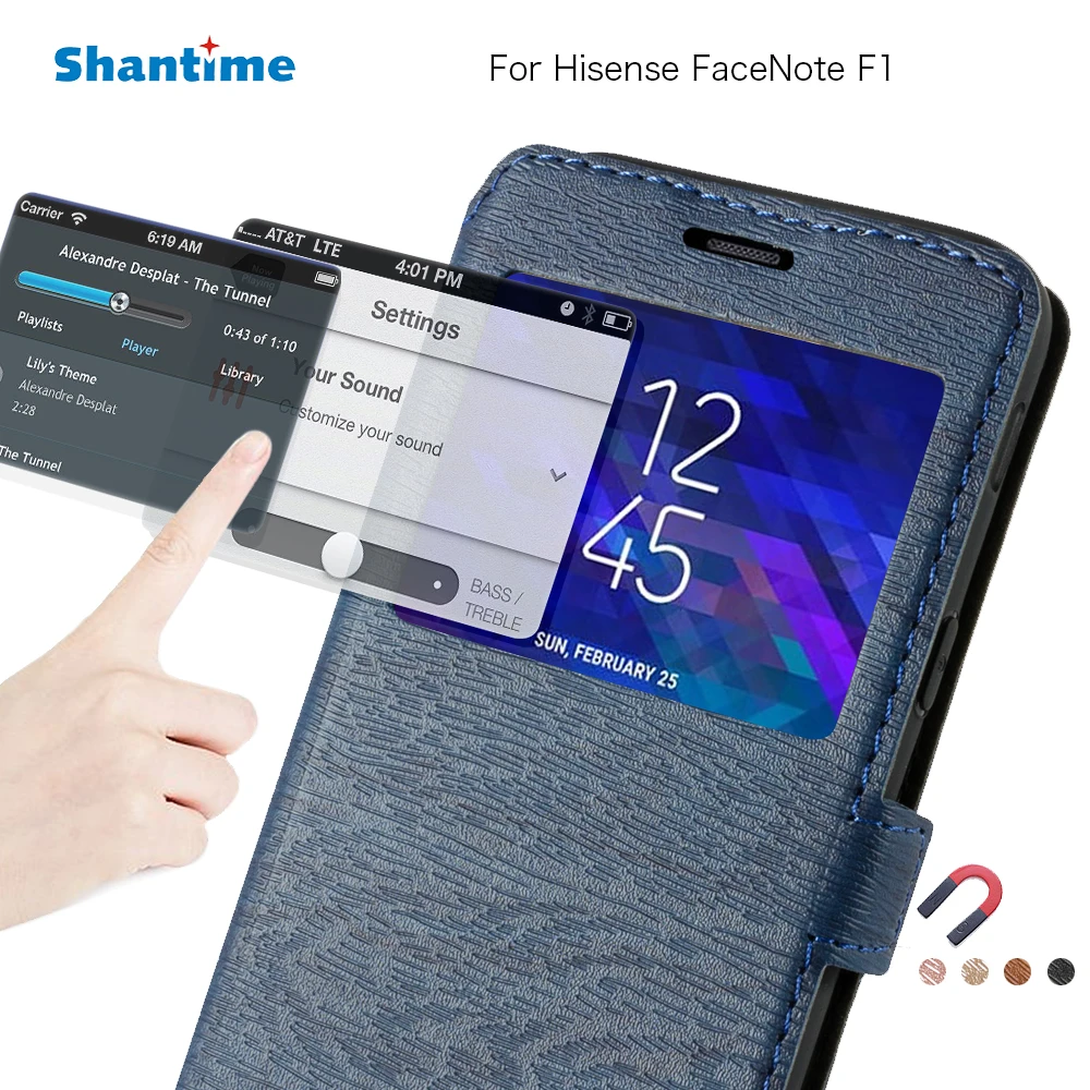 Funda de teléfono de PU para Hisense FaceNote F1, funda con tapa para Hisense FaceNote F1, funda trasera de silicona suave con ventana de visión