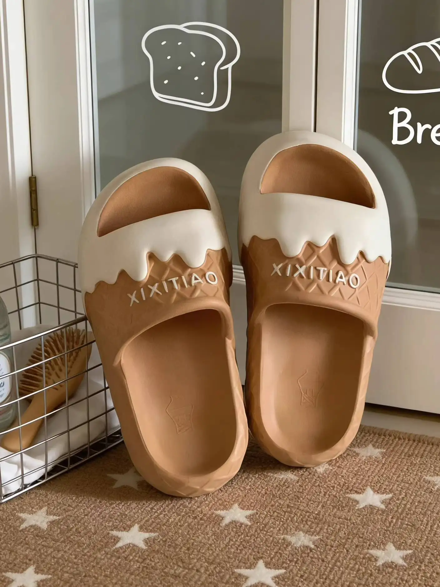 

Unisex Slippers 2026 Summer Ice Cream Slippers Cute Girly Heart EVA Home Sandals Antibacterial Non Slip Odor Resistant Slippers