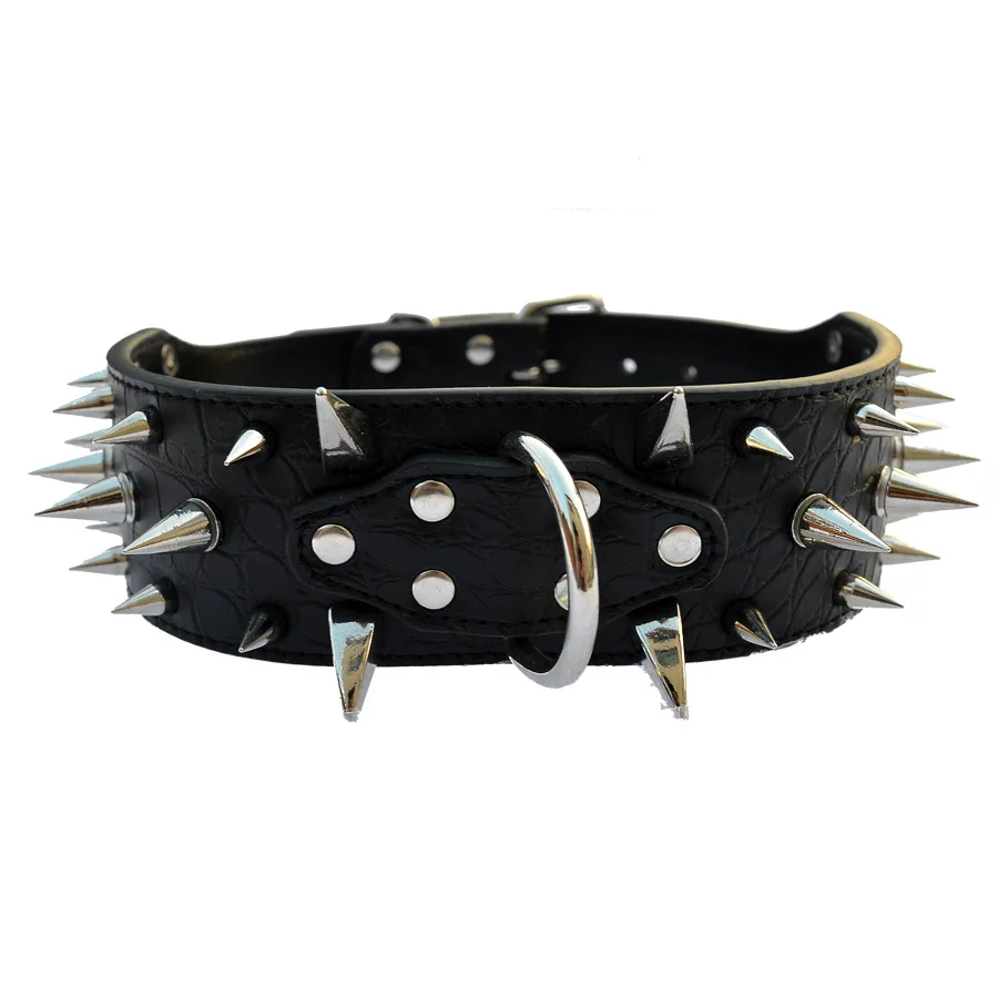 Large Dog Pet Collar Crocodile Pattern Wolf Teeth Pointed Nail Necklace Pet Collar Rivet Pet Accessories