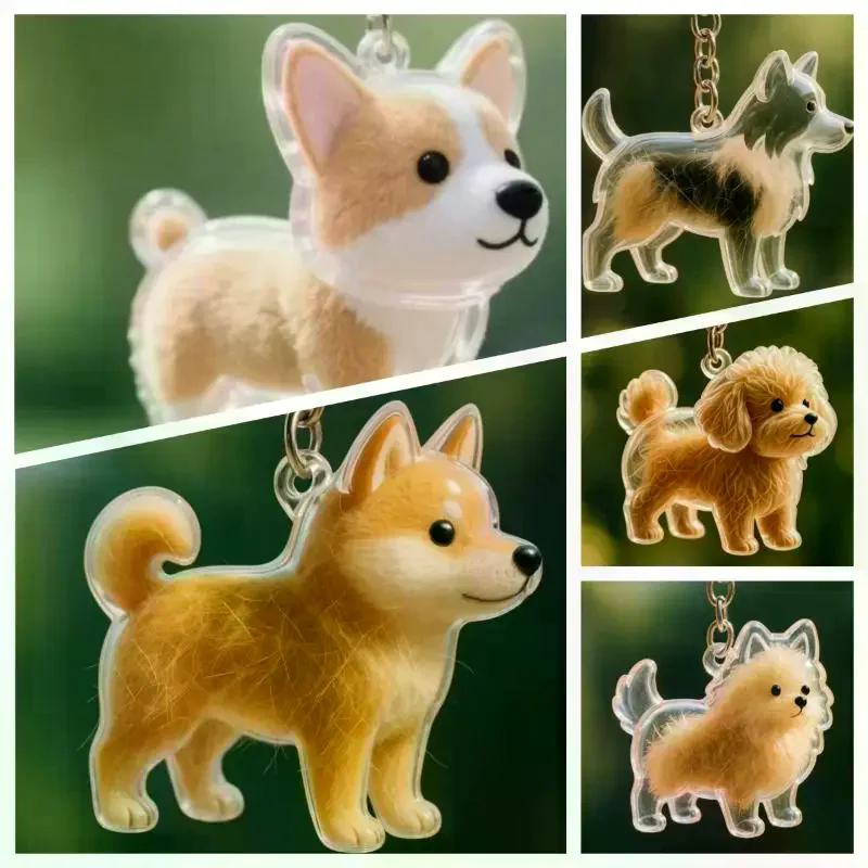 

Dog Shape Pet Hair Storage Box Transparent DIY Handmade Pet Hair Keychain Backpack Decor Accessories Souvenir Collection Gift