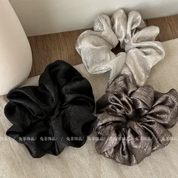 Fashion Bright Silk Satin Scrunchie Headdress Autumn Winter Retro Korean Exquisite Ponytail Hair Band Female Hair Accessories