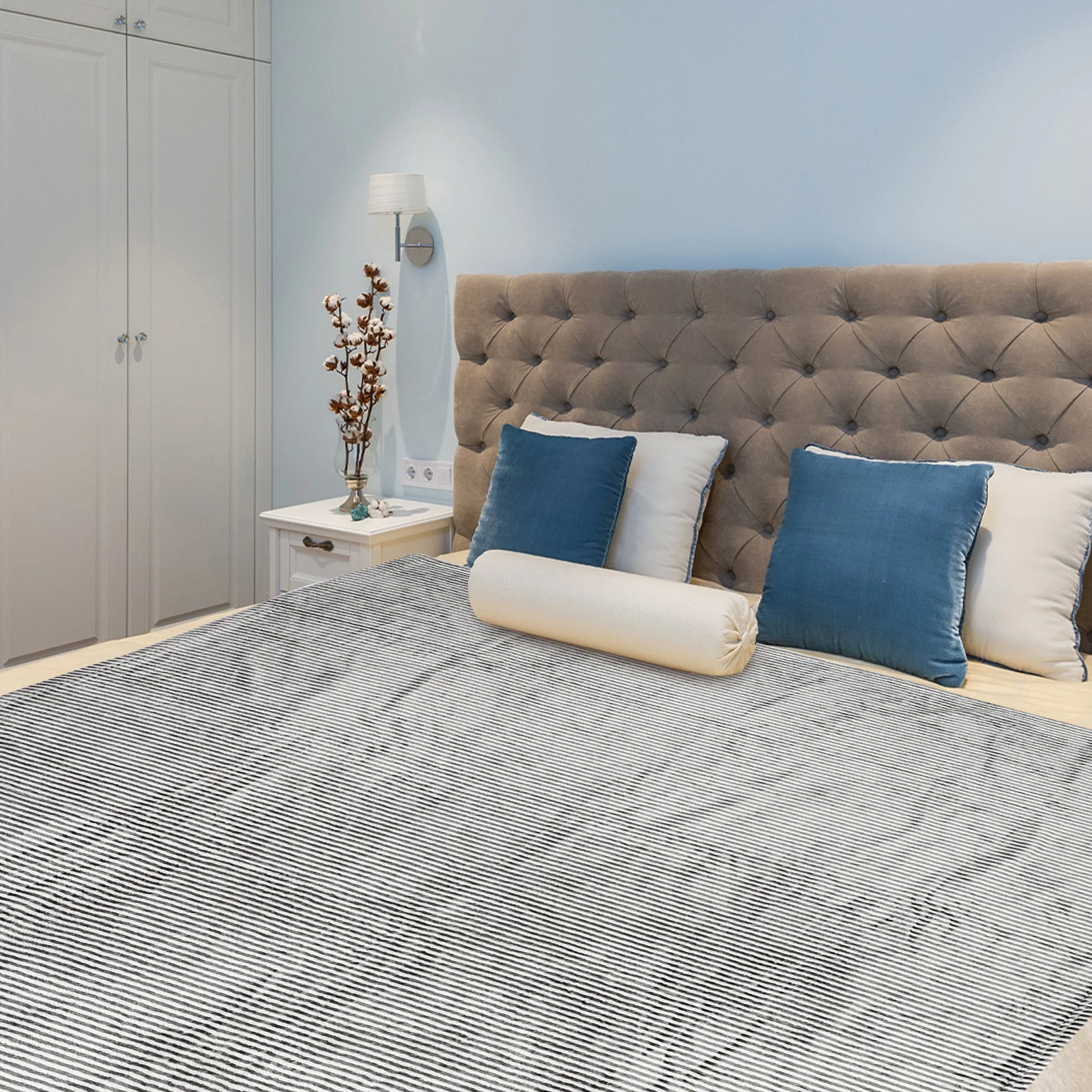 

Flannel Blanket 170*125cm Cationic Striped Fuzzy Throw Soft Cozy Sofa Bed Office Accessory