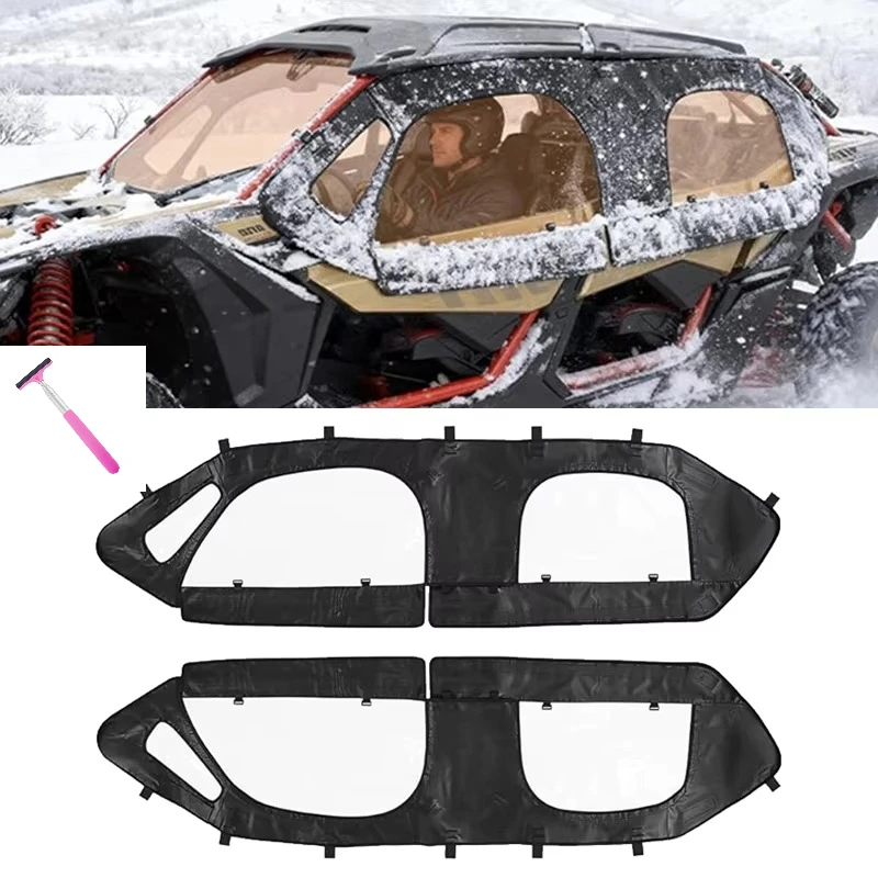 Soft upper door for Can-Am Maverick X3 MAX 2017-2024 (4 seats), waterproof PVC windshield cover Send windshield wipers