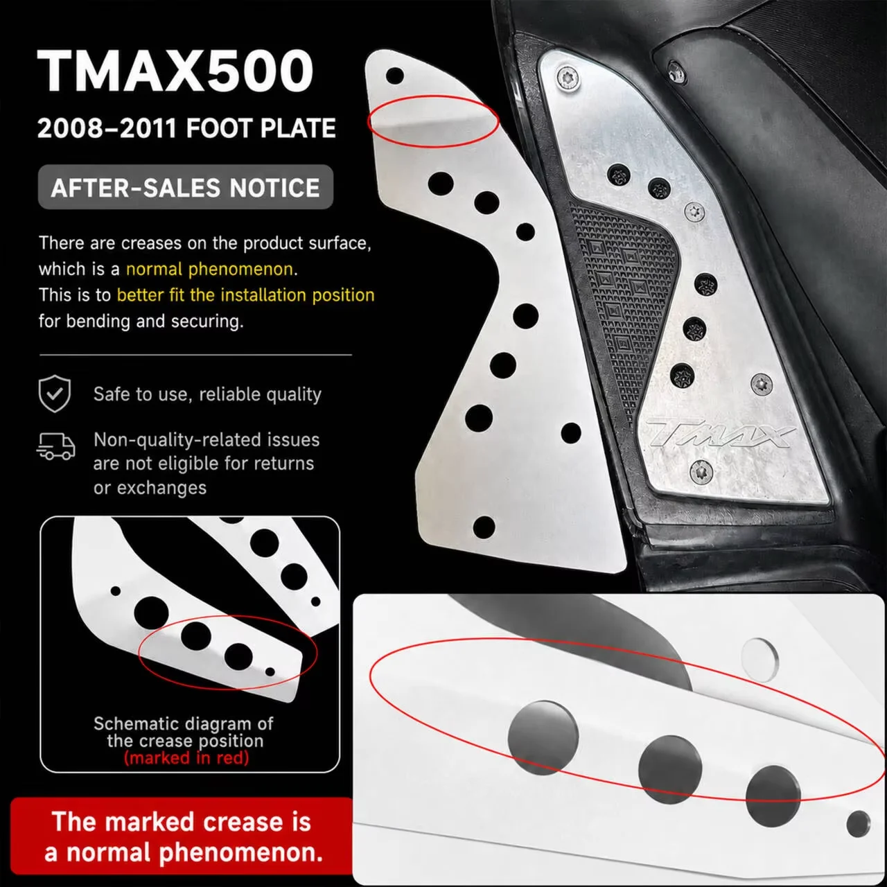 Passend für YAMAHA TMAX500 2008 - 2011 TMAX 500 XP500 Motorrad Vordere Hintere Fußstütze Fußpedal – Detail 2