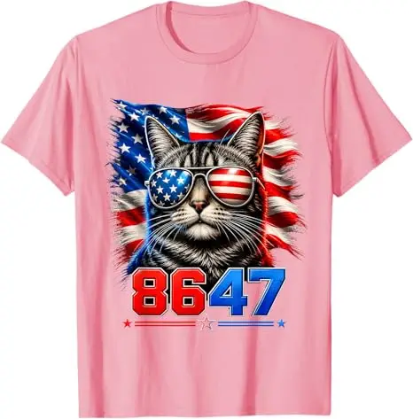 Y2k 86 47 Seashells Sea Shells Beach Funny 8647 Cat Patriotisches T-Shirt USA Flag Sunglasses Graphic Clothing Sommermode T-Shirt – Detail 6