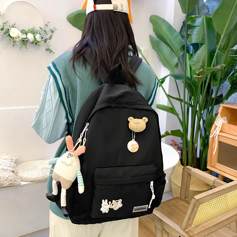 Fashionable Girls Backpack, Cartoon Backpack Large Capacity Zip Closure Casual School Bag