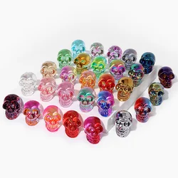 1inch Mini Crystal Skull Head Statues Clear Skull Figurines K9 Glass Electroplated Colorful Skull Photography Props Decor 1pc