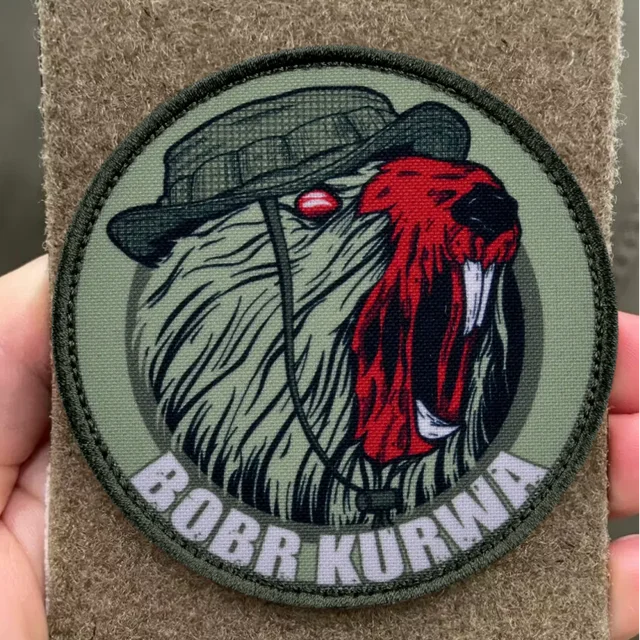 „Bobra” Morale Naszywka taktyczna z nadrukiem Naszywki na rzepy Wojskowe Bobr Kurwa Odznaka wojskowa Opaska na ramię Naklejki na plecak bojowy