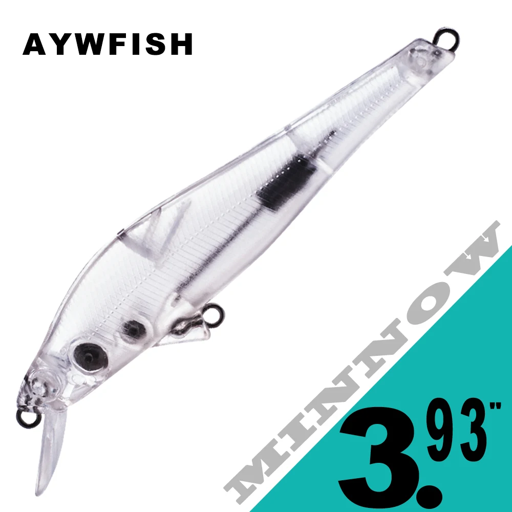 

AYWFISH 10PCS Floating Minnow Transparent Blank Hard Artificial 10CM 9G Minnow Bait For Bass Fishing Lure Tackle DIY