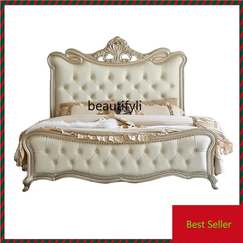 

K132 Solid wood bed modern simple master bedroom double princess bed European court French high-end atmospheric wedding bed