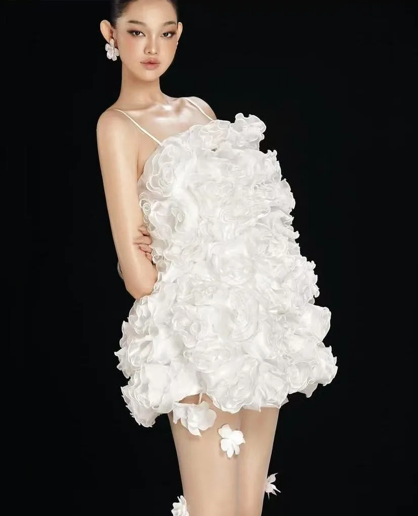 Nova chegada vestidos de festa curtos em camadas chique espaguete babados mini vestido de noiva feminino vestido de ocasião formal acima do joelho