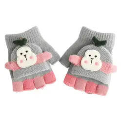 Cute Fingerless Gloves Warm Mitten Winter Favor Snowman Design Flip-Top Design Gloves For Kids For Children Cycling Climbing