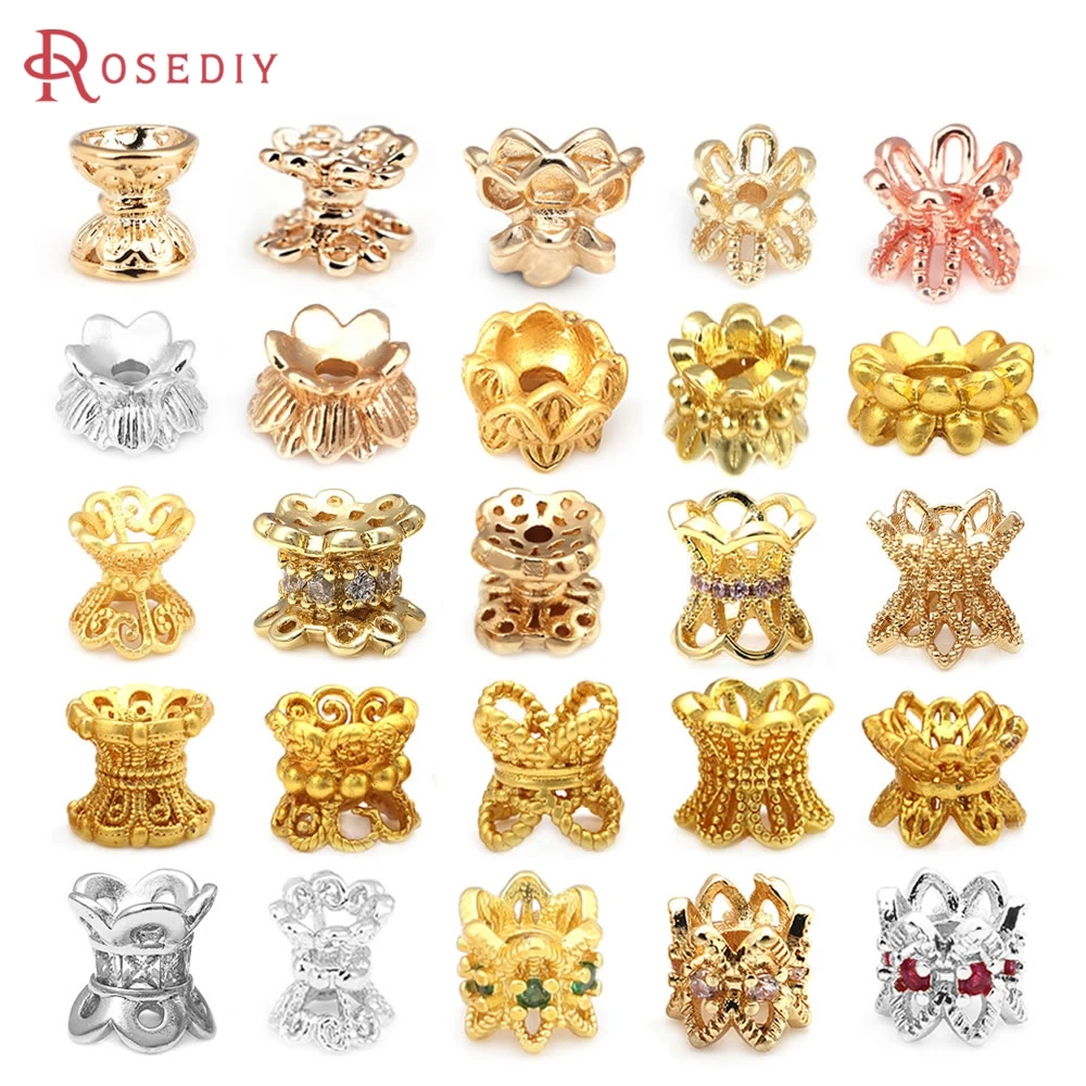 

18K Gold Color Brass Double Side Lotus Flower Beads Caps Spacer Beads Jewelry Making Supplies Bracelets Accessories for Women
