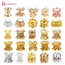 18K Gold Color Brass Double Side Lotus Flower Beads Caps Spacer Beads Jewelry Making Supplies Bracelets Accessories for Women