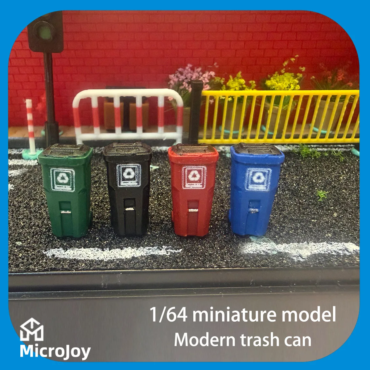 Escena Detallada: Modelo en Miniatura a Escala 1:64 de un Taller de Mantenimiento, Parque, Contenedor de Basura Moderno, Adorno de Reciclaje de Basura Urbana en Miniatura, Escena de Modelo de Coche con Diseño Vintage
