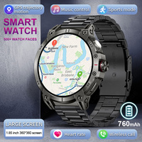 LIGE 1.85-inch HD Screen 760mAh Large Battery LED Flashlight Bluetooth Call Sport Mode All-weather Health Monitoring Smart Watch