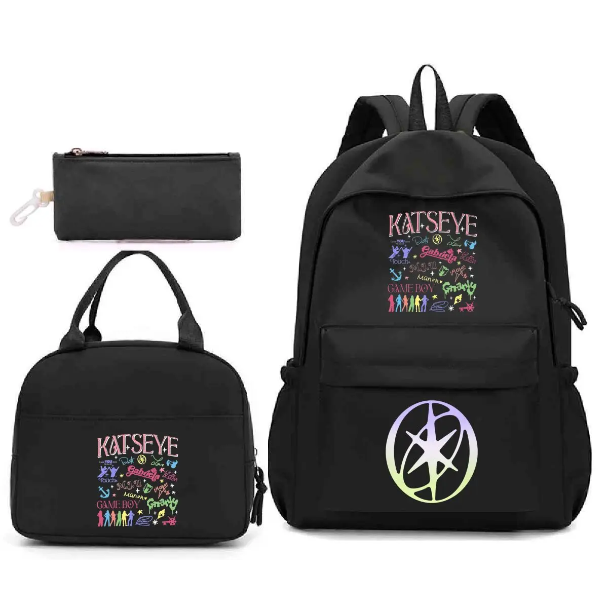 Girl Katseye Backpack Set Portable Rucksack School Bag with Insulated Lunch Bag Pencil Case Back To School Essential Supplies