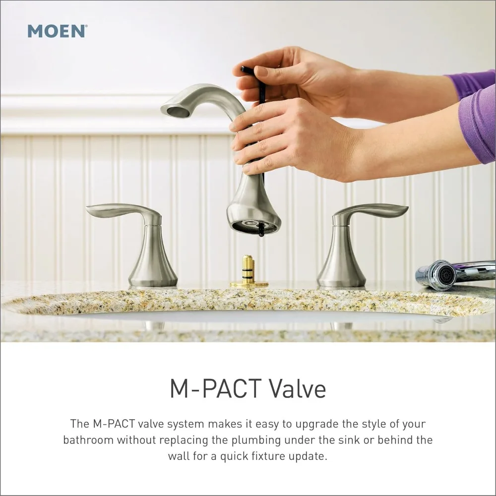 Moen Gibson Chrome High-Arc Widespread Bathroom Sink Faucet dengan Pemasangan 3 Lubang dan Katup Termasuk, TV6142
