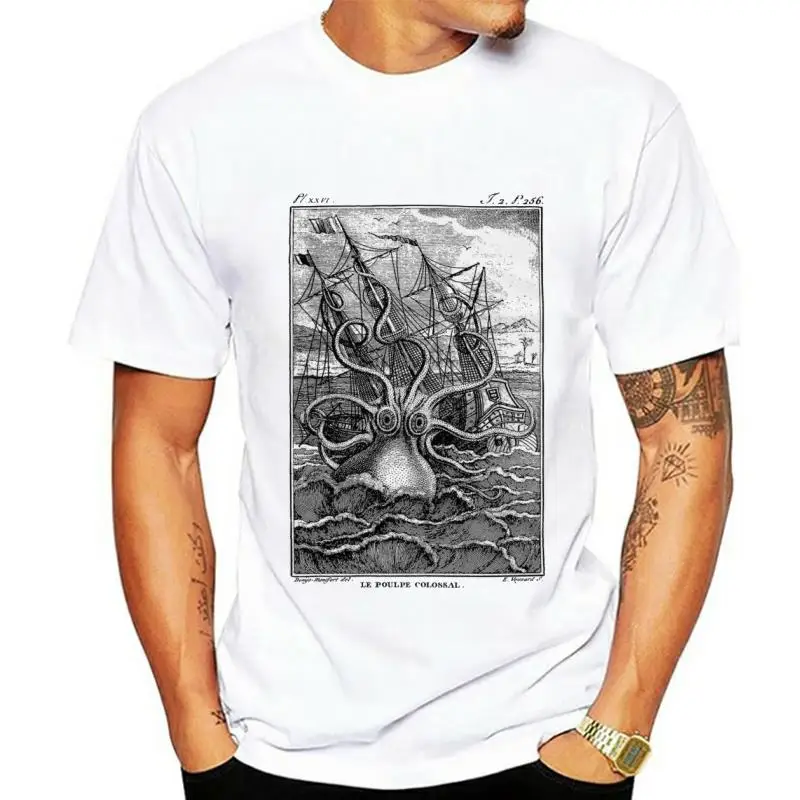 Kraken Shirt Octopus Squid Mens T-shirt Tentacle Pirate Ship Graphic Tee Kraken TShirt Mens Graphic Tee Screen Print men t shirt