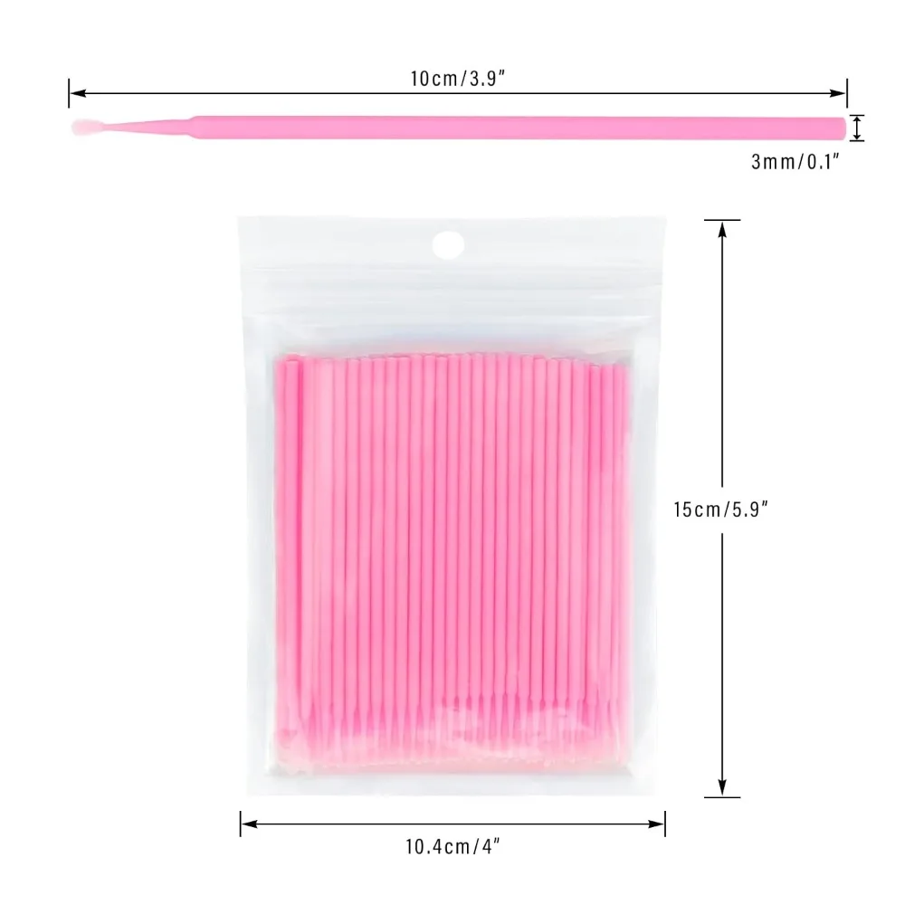 500PCS Disposable Micro Cotton Swabs Bendable Eyelash Extension Glue Remover Applicator Brushes