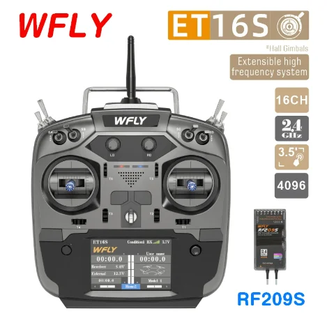 WFLY ET16S RC Radio 16 Channel RC Tranmitter Hall Gimbal FPV Radio Transmitter RF209S RX TBS CRSF RC Drone Radio Remote