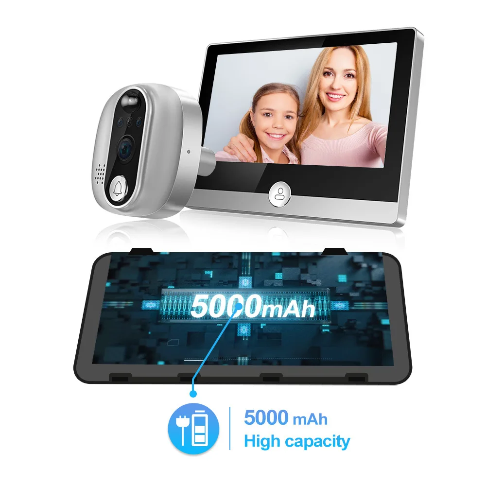 Electronic Smart Tuya 1080P 2.4G WiFi Magic Door Camera Auto Motion Detect Door Eye Camera Digital Door Viewer Wireless Doorbell