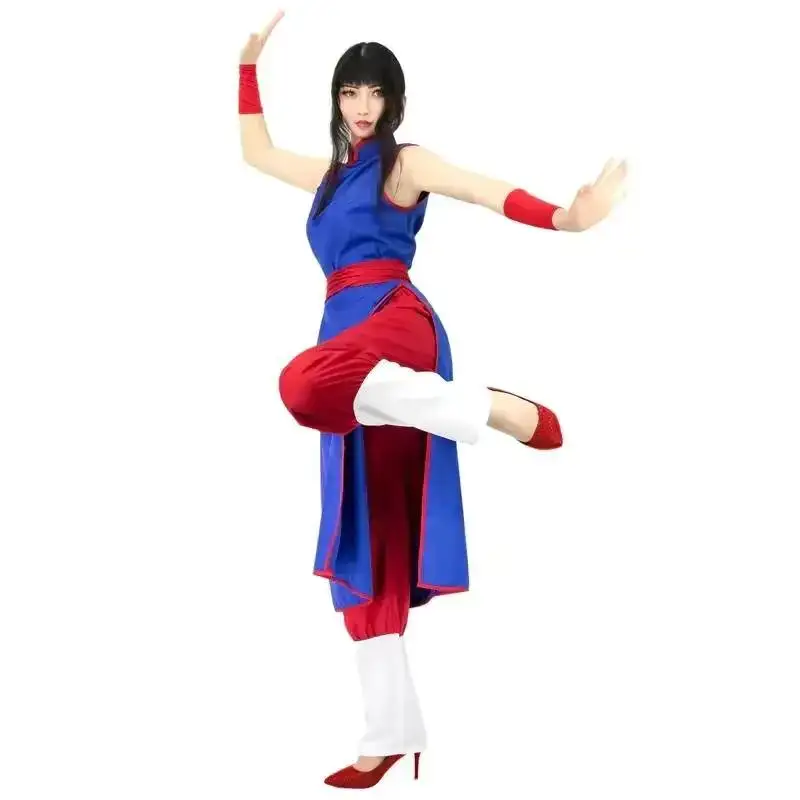 

Wenam Hot Anime Cosplay Costume Sexy Cheongsam Slit Dress Blue Longuette Skirt Halloween Kung Fu Chichi Flight Wear