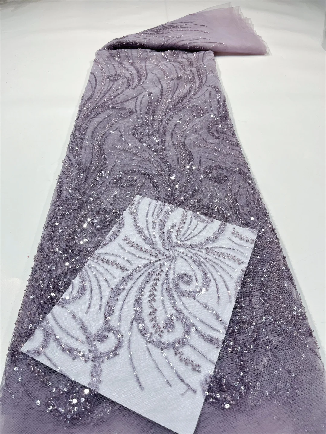 2024 Latest Best Quality Delicate Very Soft Sequin lace with Nice Stones Fbrice For Wedding Dress U_GE5638