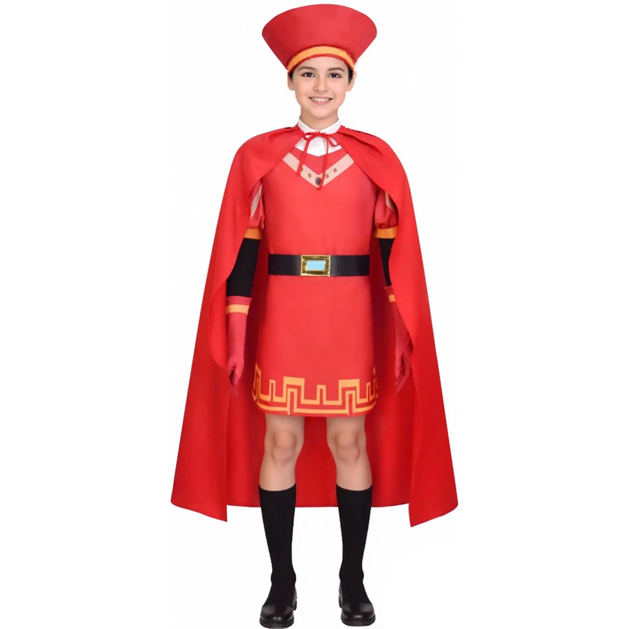 

6PCS Kids Lord Farquaad Costumes Outfits with Hat Shirt Cape Gloves King Cosplay Suit Boys Halloween Props