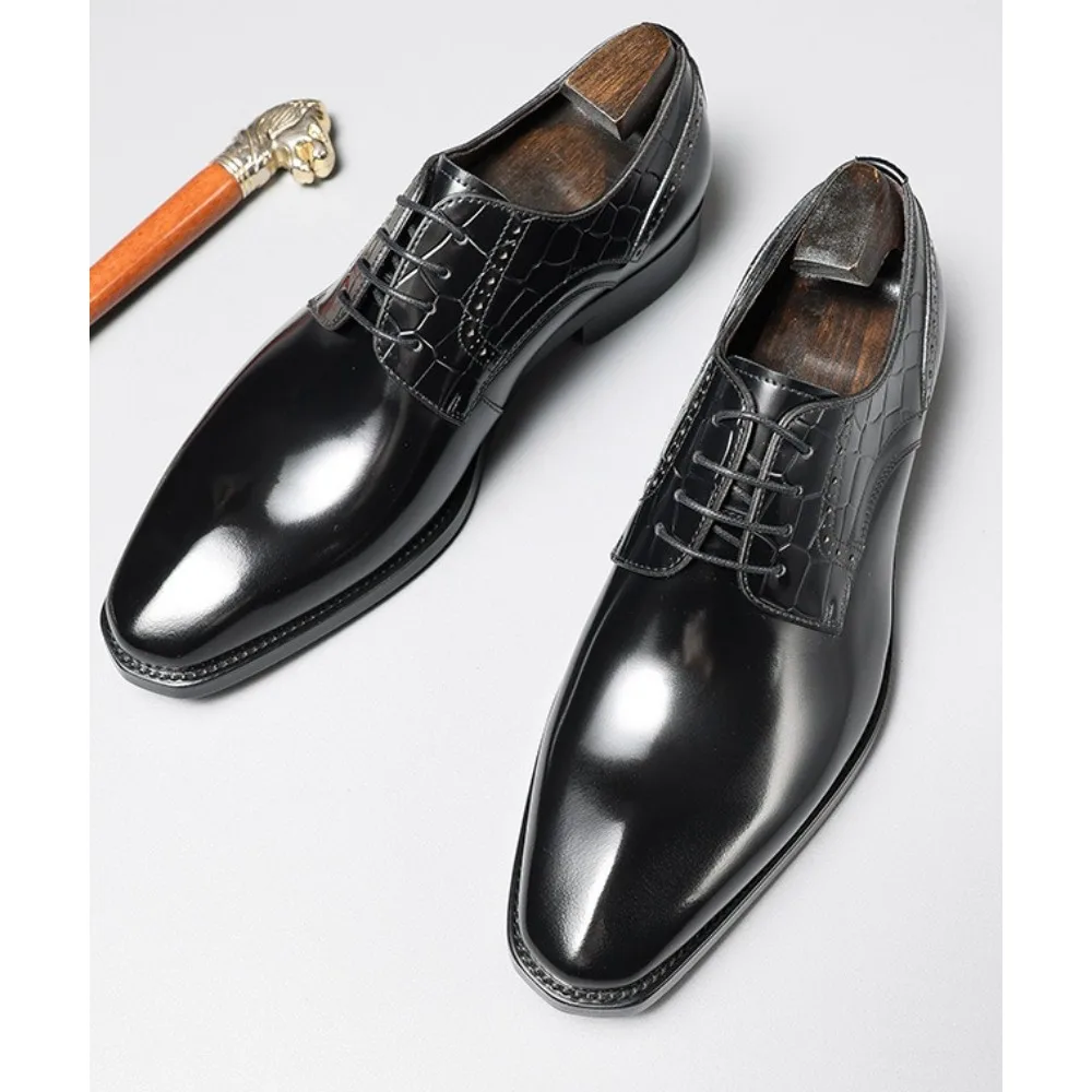 

New Pointed Toe Oxford Shoes Men Genuine Leather Business Formal Shoes Trendy Handmade Two Tone