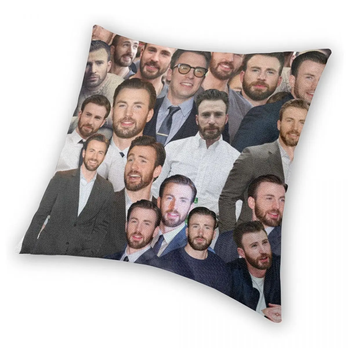 Chris Evans Photo Collage Square Pillowcase Polyester Linen Velvet Printed Zip Decorative Pillow Case Bed Cushion Cover