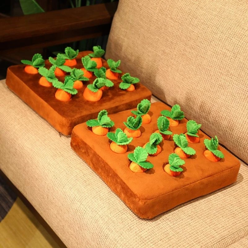 090B Creative Plush Stuffed Carrots Soft Realistic Vegetable Interactive Toy Stimulation Farm Harvest Game for Toddler