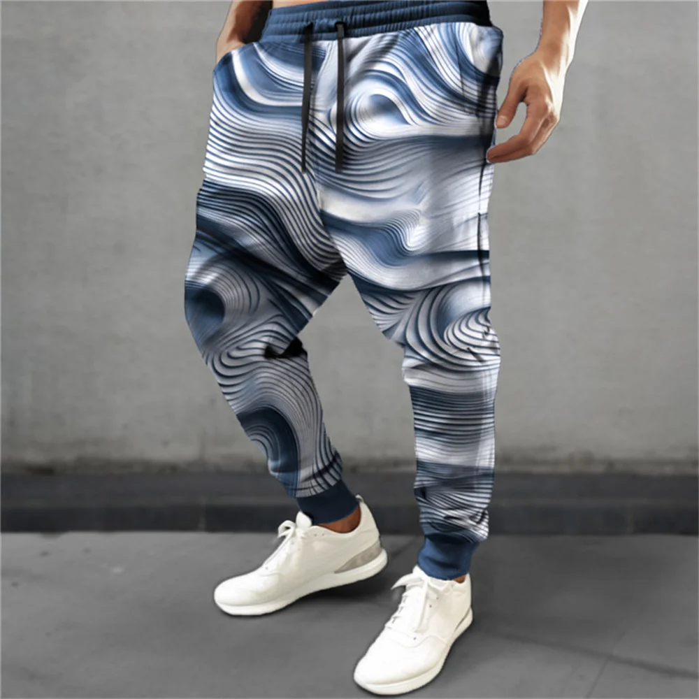 Fall New Men's Small Foot Pants, Casual And Comfortable Men's Pants, 3D Printed And Painted Thick Pants, Size Plus Big