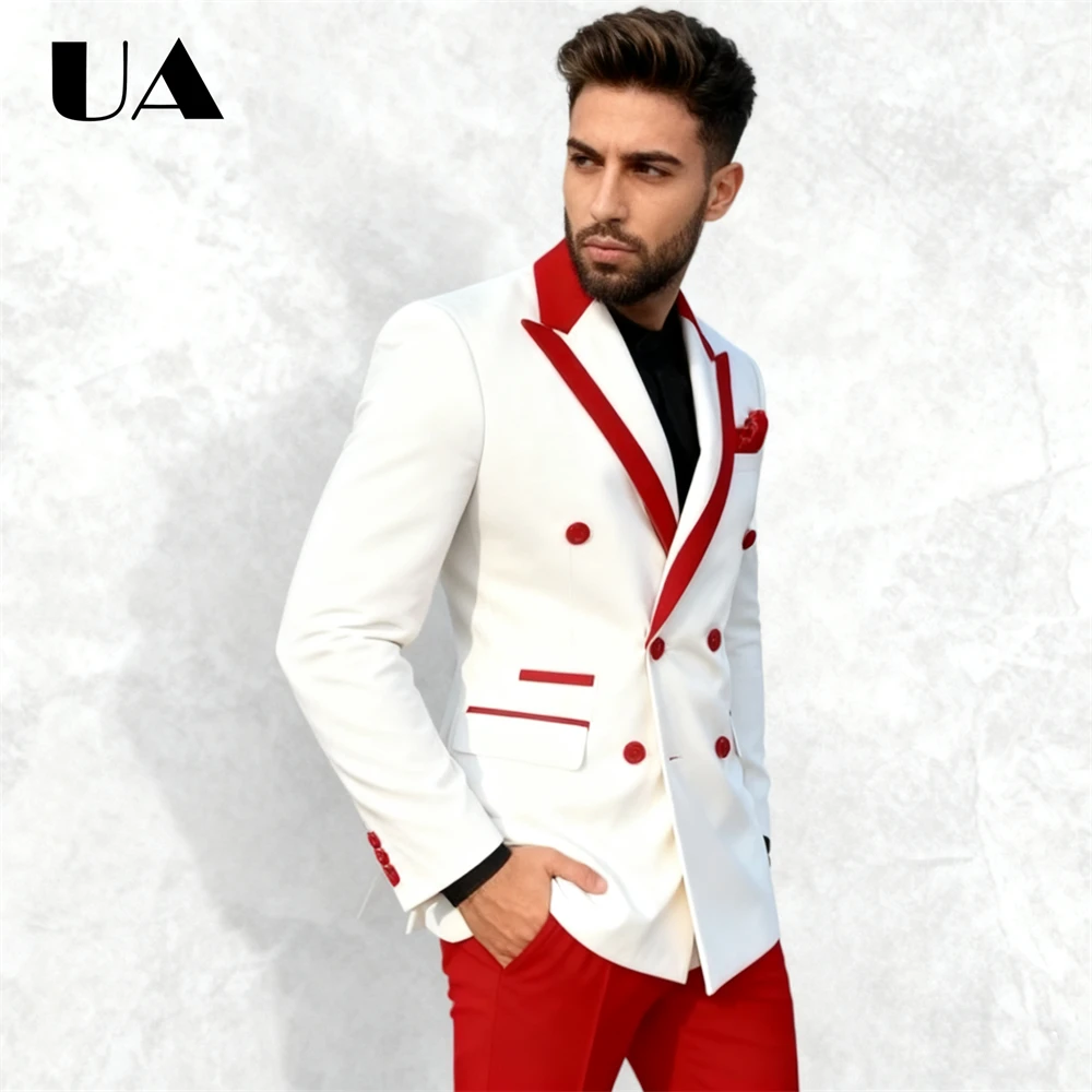 

Trendy Mens 2-Piece Suit Set, Double Breasted Suit Jacket Pants Set, XXS-7XL Made-to-Order Party Prom Tuxedo Stage Costume