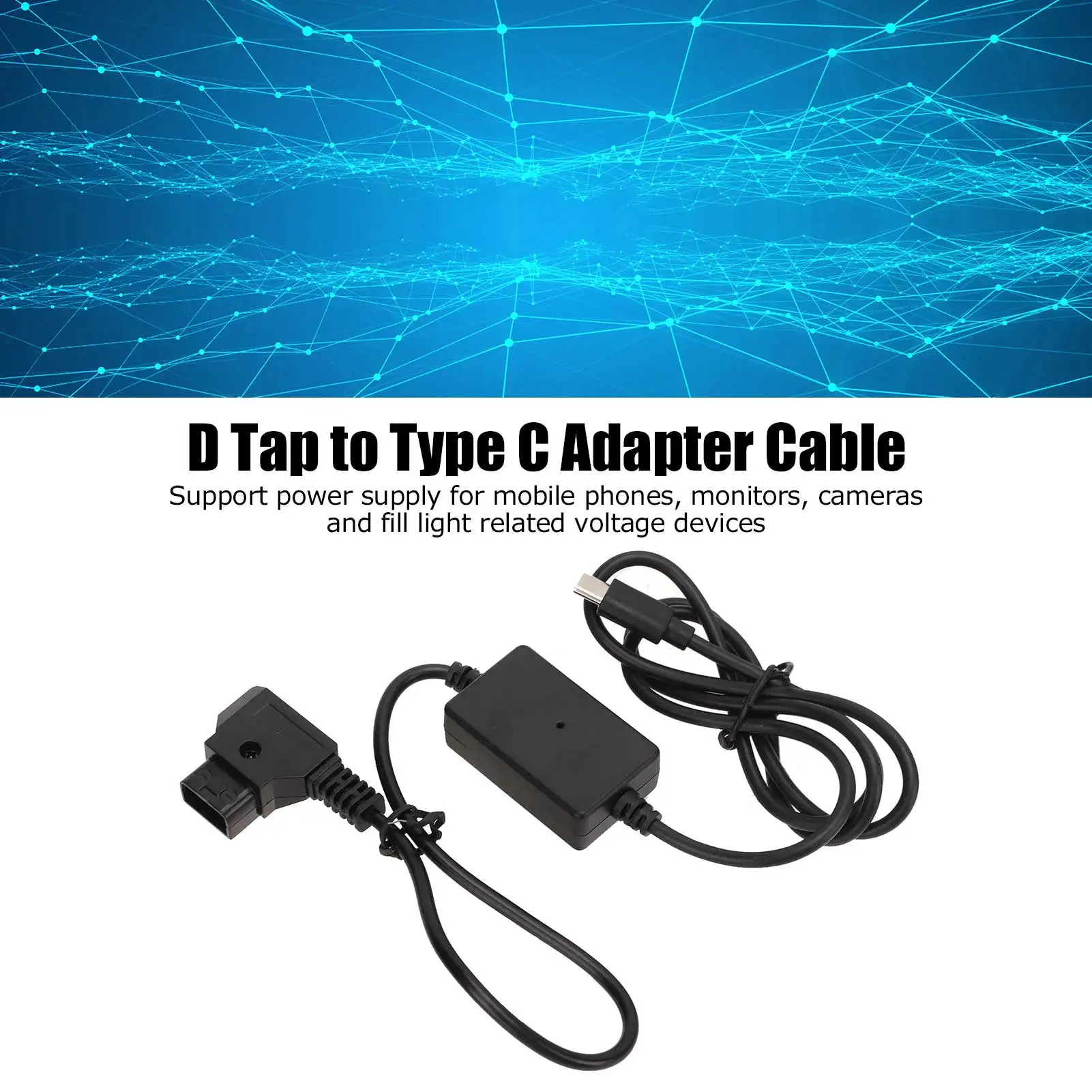 D Tap Male to Regulated 5V USB Type C Output Power Cable for Mobile Phone Monitor Camera Fill Light D Tap to Type C Power Cable