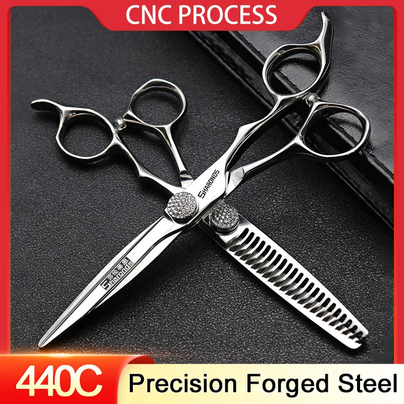 

440C Japanese Stainless Hairdressing Scissors 6 Inch / 7 Inch Hair Scissors Right hand Barber Shears Left Handle Hair Cutting