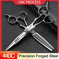440C Japanese Stainless Hairdressing Scissors 6 Inch / 7 Inch Hair Scissors Right hand Barber Shears Left Handle Hair Cutting