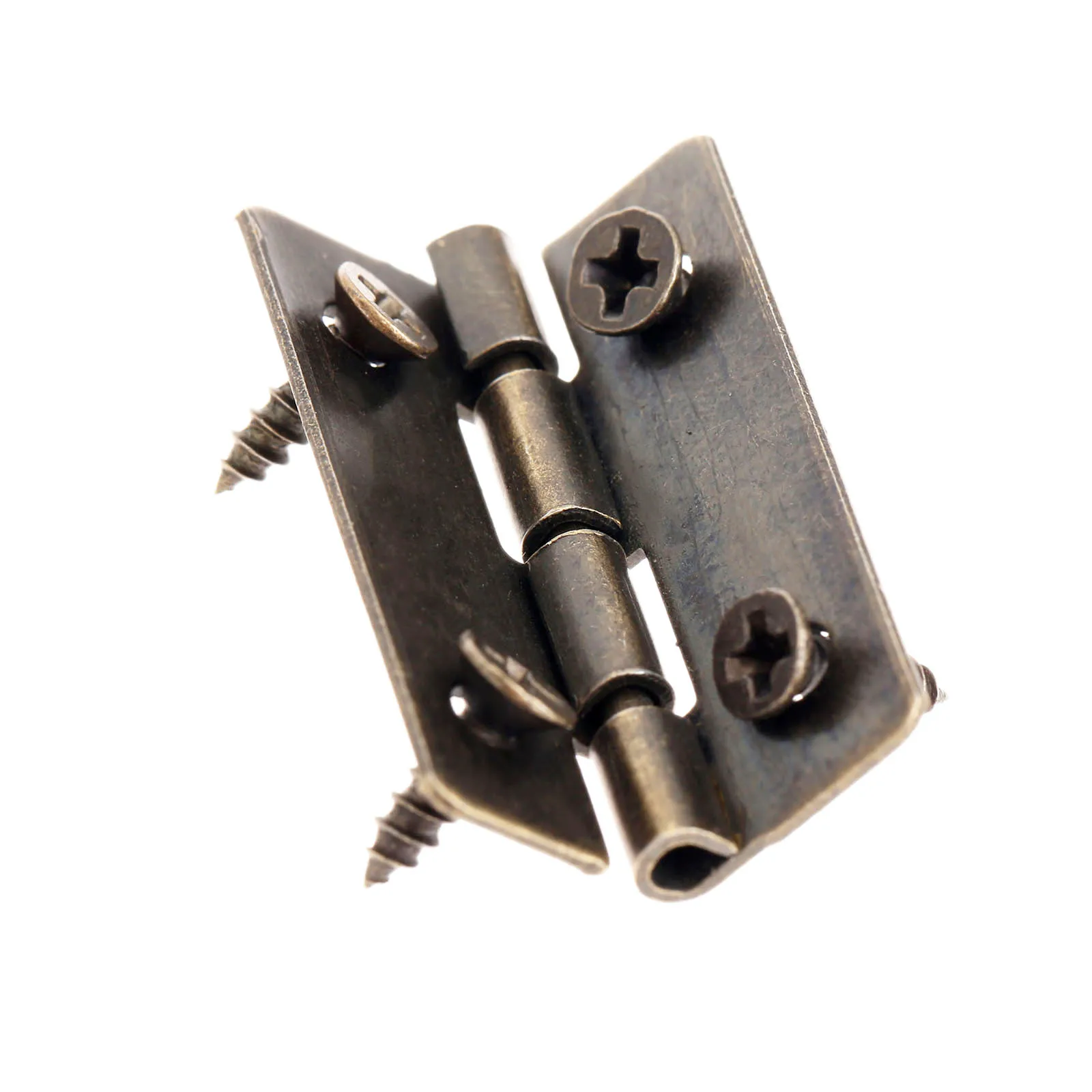 12pcs Antique Bronze Hinges w/screw Vintage Brass 4 hole 30mm Right angle rotation Iron 90 Degree Rotation Jewelry Gift Wood Box